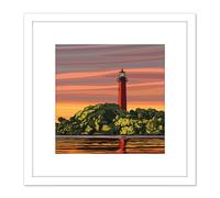 Artery8 BLM Jupiter Inlet Lighthouse Natural Area Florida 8X8 Inch Square Wooden Framed Wall Art Print Picture with Mount in White Artery8 White