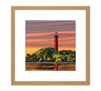 Artery8 BLM Jupiter Inlet Lighthouse Natural Area Florida 8X8 Inch Square Wooden Framed Wall Art Print Picture with Mount in Light Oak Artery8 Light Oak