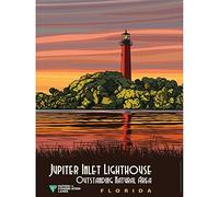 Artery8 BLM Jupiter Inlet Lighthouse Natural Area Florida Art Print Canvas Premium Wall Decor Poster Mural