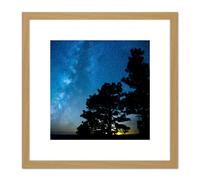 Artery8 BLM Wick Grand Canyon-Parashant Monument Stars Milky Way 8X8 Inch Square Wooden Framed Wall Art Print Picture with Mount in Light Oak Artery8 Light Oak