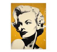 Artery8 Blonde On Mustard A Stylish Modern Black White Photo Of A Woman On Yellow Extra Large XL Wall Art Poster Print