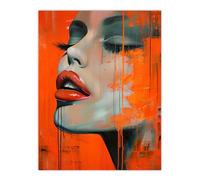 Blood Orange Desire Summer Makeup Model Portrait Wall Art Print Artery8 Orange W24 inch x H32 inch