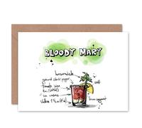 Artery8 Bloody Mary Cocktail Drink Recipe Drawing Birthday Card Artery8 Multicolor