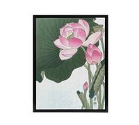 Artery8 Blooming Lotus Flowers Framed Canvas Wall Art Print Ohara Koson in Green | Size: W24" x H32" Artery8 Green W24" x H32"