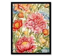 Artery8 Blooming Marvelous Floral Pattern Flower Illustration William Morris Style Artwork Framed Wall Art Print A4