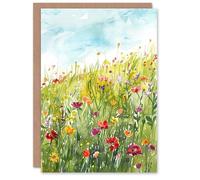 Artery8 Blooming Spring Wildflower Meadow Watercolour For Her Woman Birthday Card
