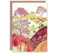Artery8 Greeting Card Blooming Trees Yorkshire Countryside Landscape Blank For Him Or Her Art Birthday Card