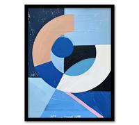 Artery8 Blue Bauhaus Inspired Modern Artwork Painting Living Room Artwork Framed Wall Art Print 18X24 Inch