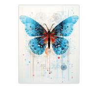 Artery8 Blue Butterfly Spy Robot Hybrid Secret Military Schematic Blueprint Futuristic Complex Arcane Manuscript Gift For Him Man Cave Unframed Wall Artery8 Multicolor W12" x H16"
