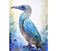 Artery8 Blue Footed Booby Bird Watercolour Painting Collage Extra Large XL Wall Art Poster Print