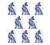 Artery8 Blue German Shepherd Floral Pattern Watercolour Art Cards Pack of 8 | Size: 8 pack Artery8 Blue 8 pack