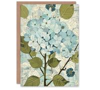 Artery8 Greeting Card Blue Hydrangea Flowers Artwork Bouquet Floral Blank For All Him Or Her Art Birthday Card