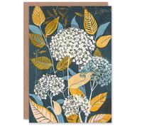 Artery8 Blue Hydrangea Flowers Artwork Floral Bouquet Birthday Art Card Artery8 Blue