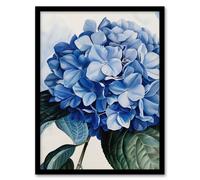 Artery8 Blue Hydrangea Modernist Painting Floral Calm Living Room Artwork Framed Wall Art Print A4