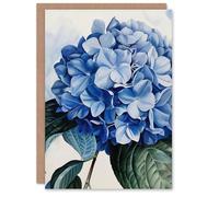 Artery8 Blue Hydrangea Modernist Painting Floral Calm Greeting Birthday Card Him Her All Blank