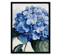 Artery8 Blue Hydrangea Modernist Painting Floral Calm Living Room Artwork Framed Wall Art Print A4