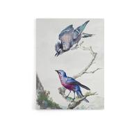 Artery8 Blue Jay & a Purple Breasted Cotinga Schouman Canvas Wall Art Print in White | Size: W12" x H16" Artery8 White W12" x H16"