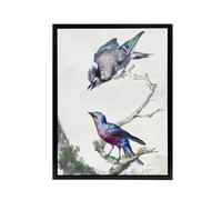 Artery8 Blue Jay & a Purple Breasted Cotinga Schouman Framed Canvas Wall Art in White | Size: W24" x H32" Artery8 White W24" x H32"