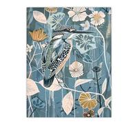 Artery8 Blue Kingfisher Bird Floral Branch Flower Pattern Living Room Unframed Wall Art Print Poster Home Decor Premium