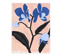 Blue Orchid Flower Bloom Abstract Floral Painting Wall Art Print Artery8 Blue W24 inch x H32 inch