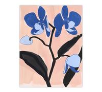 Artery8 Blue Orchid Flower Bloom Abstract Floral Painting Wall Art Print | Size: W12" x H16" Artery8 Blue W12" x H16"