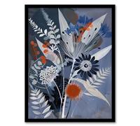 Artery8 Blue Wildflower Spray Bouquet Painting Floral Living Room Artwork Framed Wall Art Print 18X24 Inch
