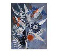 Artery8 Blue Wildflower Spray Bouquet Painting Floral Living Room Large Wall Art Poster Print Thick Paper 18X24 Inch