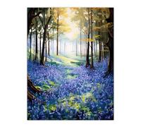 Bluebell Wood Spring Flower Woodland Scene Oil Painting Forest Landscape Large Wall Unframed Art Poster Print Thick Paper 18X24 Inch Artery8 Multi W18 inch x H24 inch
