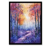 Artery8 Bluebell Woods Abstract Violet Forest Sunrise Framed Art Print in Purple | Size: W12" x H16" Artery8 Purple W12" x H16"