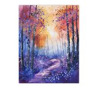 Artery8 Bluebell Woods Abstract Violet Forest Sunrise Wall Art Print in Purple | Size: W12" x H16" Artery8 Purple W12" x H16"