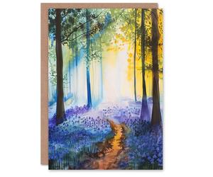Artery8 Bluebell Woods Misty Forest Morning Watercolour Greeting Birthday Card Him Her All Blank