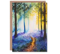 Artery8 Bluebell Woods Misty Forest Morning Watercolour Greeting Birthday Card Him Her All Blank