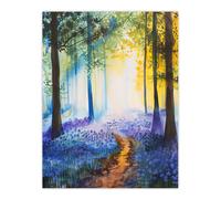 Artery8 Bluebell Woods Misty Forest Morning Watercolour Living Room Extra Large XL Wall Art Poster Print