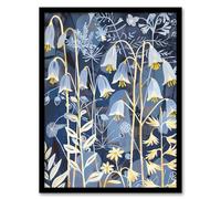 Artery8 Bluebells at Night Botanical Painting Wildflowers Living Room Artwork Framed Wall Art Print A4