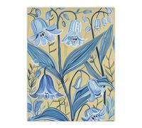Artery8 Bluebells in Bloom Painting Ochre Blue Flowers Living Room Large Wall Art Poster Print Thick Paper 18X24 Inch