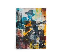 Artery8 Blues Music Guitar Player Upcycle Canvas Wall Art Print | Size: W24" x H32" Artery8 Multicolor W24" x H32"