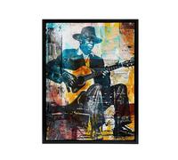 Artery8 Blues Music Guitar Player Upcycle Framed Canvas Wall Art Print | Size: W24" x H32" Artery8 Multicolor W24" x H32"