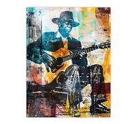 Blues Music Guitar Player Upcycle Painting Wall Art Print Artery8 Multi W18 inch x H24 inch