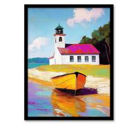 Artery8 Boat by Small German Chapel Coastal Landscape Living Room Artwork Framed Wall Art Print A4