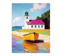 Artery8 Boat by Small German Chapel Coastal Landscape Living Room Large Wall Art Poster Print Thick Paper 18X24 Inch