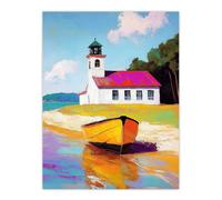 Artery8 Boat by Small German Chapel Coastal Landscape Wall Art Print | Size: W12" x H16" Artery8 Multicolor W12" x H16"