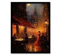 Artery8 Bohemian Artists At Bar Oil Painting 19th Century Paris Atmospheric Night Life La Boheme Opera Scene Artwork Framed Wall Art Print 18X24 Inch