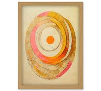 Artery8 Bohemian Style Abstract Dreamcatcher Concentric Circles In Soft Pastel Colours Artwork Framed Wall Art Print A4 in Light Oak Artery8 Light Oak