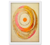 Artery8 Bohemian Style Abstract Dreamcatcher Concentric Circles In Soft Pastel Colours Artwork Framed Wall Art Print A4 in White Artery8 White