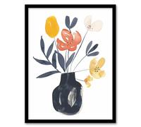 Boho Abstract Watercolour Flower Bouquet in Vase Framed Art Print Artery8 Multi A4