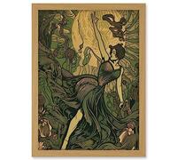 Artery8 Boho Ballerina Dancing with the Forest Moon Artwork Framed A3 Wall Art Print