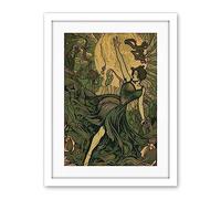 Artery8 Boho Ballerina Dancing with the Forest Moon Artwork Framed Wall Art Print 18X24 Inch