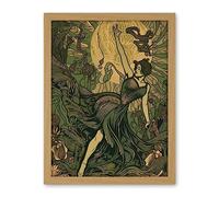 Artery8 Boho Ballerina Dancing with the Forest Moon Artwork Framed Wall Art Print 18X24 Inch
