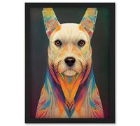 Artery8 Boho Chic Dog Vibrant Tribal Pattern Painting Artwork Framed Wall Art Print A4 in Black Artery8 Black