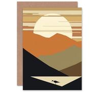 Artery8 Boho Sunset Landscape for Him or Her Man Woman Birthday Thank You Congratulations Blank Art Greeting Card